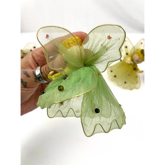 VTG Set of 4 Tulle Dress Violin Playing Angel Christmas Ornaments 1950s READ - Picture 13 of 16